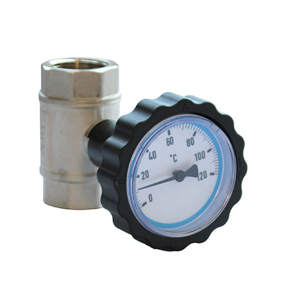 Ball Valve With Thermometer - 1.1/4" Female Blue image 2