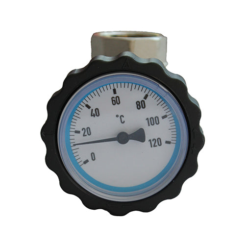Ball Valve With Thermometer - 1.1/4" Female Blue image 0