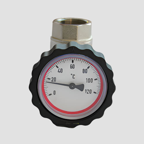 Ball Valve With Thermometer - 1.1/4" Female Red image 0