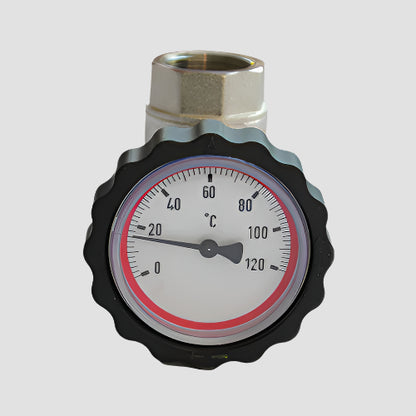 Ball Valve With Thermometer - 1.1/4" Female Red image 0